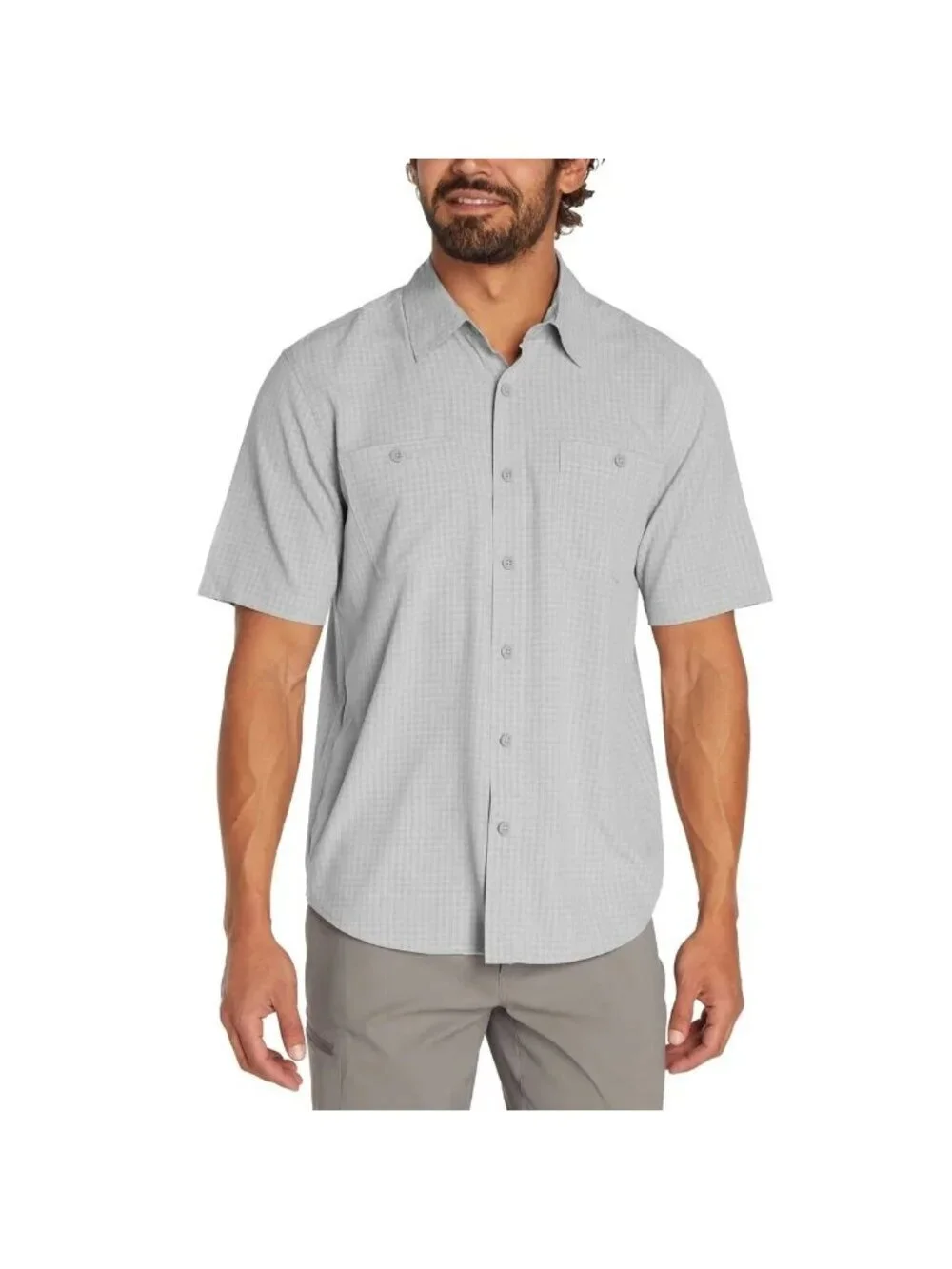 NWOT Orvis Men's L Gray  Short-Sleeve Button-Down Shirt Outdoor J2035